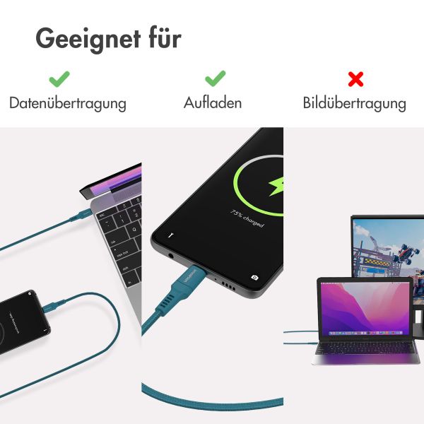 imoshion Braided USB-C-zu-USB-C Kabel - 2 Meter - Dunkelblau