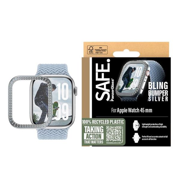 SAFE by PanzerGlass Bling Bumper für die Apple Watch 7-9 / SE 2024 - 41 mm - Silber