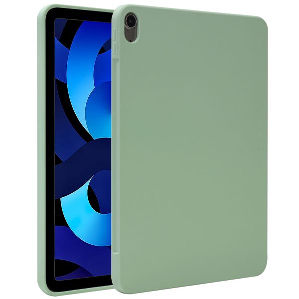 Accezz Liquid Silicone Back Cover mit Stifthalter für das iPad Air 11 Zoll (2024) M2 / Air 5 (2022) / Air 4 (2020) - Hellgrün