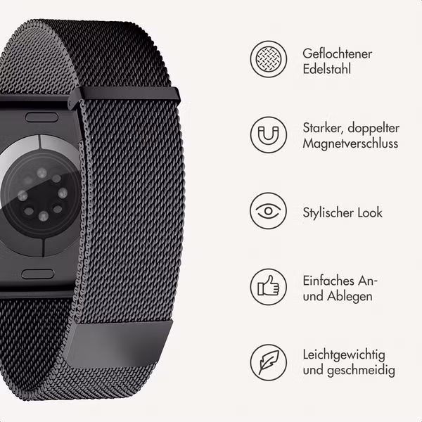 imoshion Mailändische Magnetarmband für Apple Watch | 44/45/46/49 mm - Schwarz