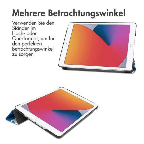 imoshion Design Trifold Klapphülle für das iPad 7 (2019) / iPad 8 (2020) / iPad 9 (2021) 10.2 inch - Flower Tile