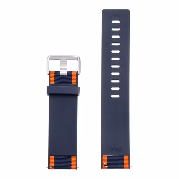 Fitbit Woven Armband für  Fitbit Versa / Versa 2 / Versa Lite - Größe L - Navy / Orange