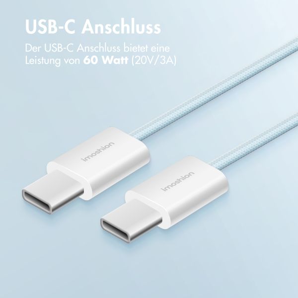 imoshion USB-C-zu-USB-C-Kabel – Geflochten – 2 Meter – Blau