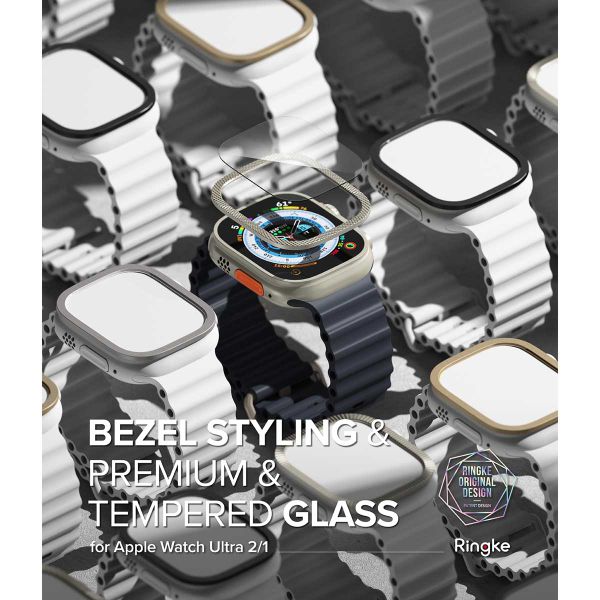 Ringke Bezel Styling + Displayschutz für die Apple Watch Ultra (2) - 49 mm - Fluted Titanium