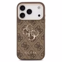 Guess 4G Metal Logo Back Cover Apple iPhone 17 Pro - Gold Edge - Brown