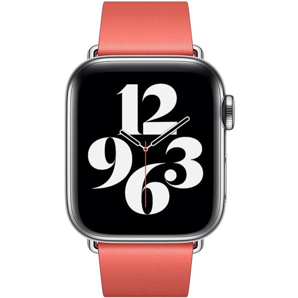 Apple Leather Band Modern Buckle für die Apple Watch Series 1 bis 9 / SE (38/40/41 mm) | Series 10 (42 mm) - Größe S - Pink Citrus