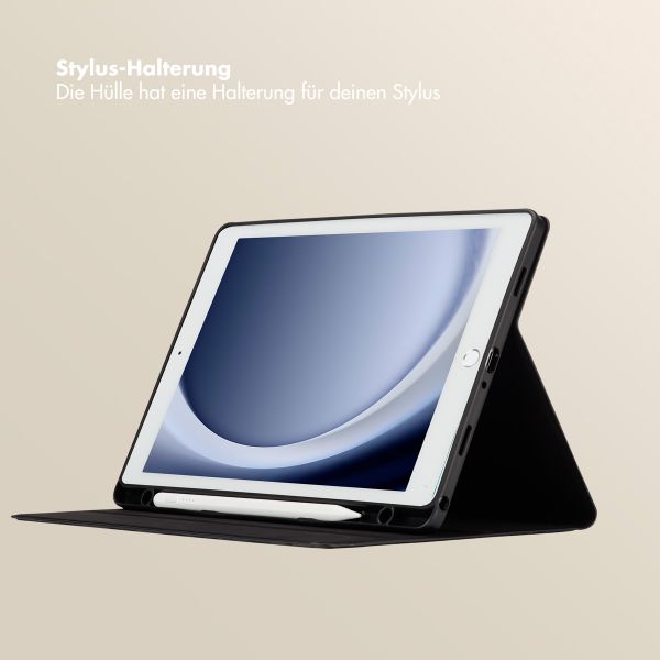 Selencia Sabi Klapphülle mit Leopardenmuster Samsung Galaxy Tab A9 Plus - Midnight Black
