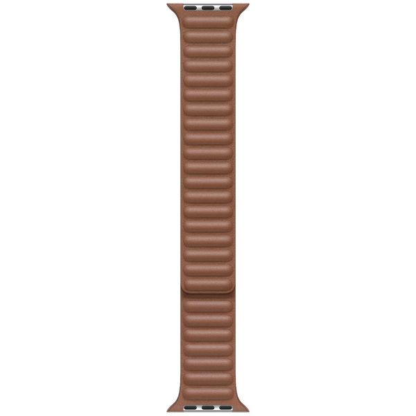 Apple Leather Link Armband für das  Apple Watch Series 1 t/m 9 / SE (38/40/41 mm) | Series 10 / 11 (42 mm) - Größe M/L - Saddle Brown