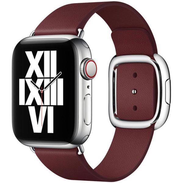 Apple Leather Band Modern Buckle für die Apple Watch Series 1 bis 9 / SE (38/40/41 mm) | Series 10 (42 mm) - Größe S - Garnet