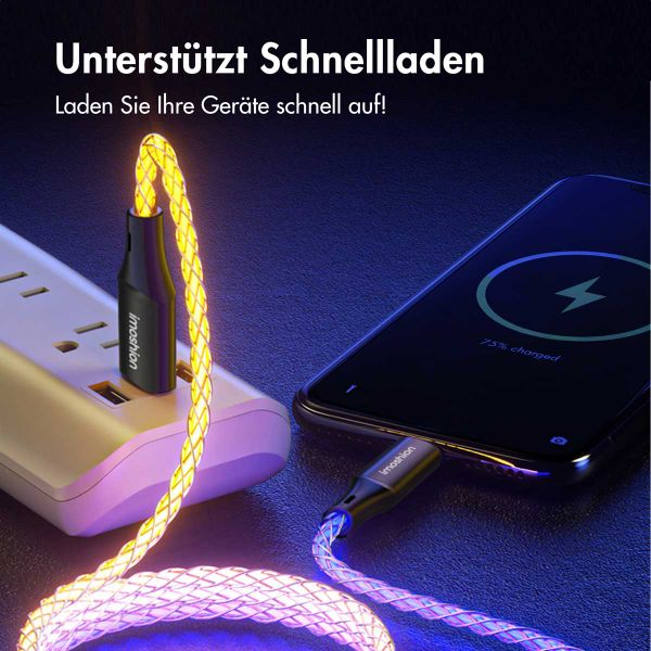 imoshion Leughtendes Schnellladekabel RGB - USB-A zu Lightning Kabel - 2 Meter