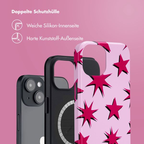 Selencia Vivid Tough Back Cover MagSafe für das iPhone 14 - Stars Rubine Red Light Pink