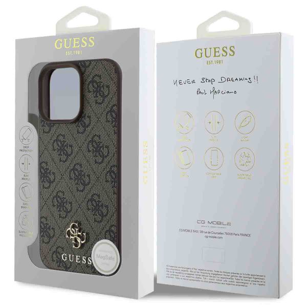 Guess 4G Metal Logo Back Cover MagSafe Apple iPhone 16 Pro Max - Braun
