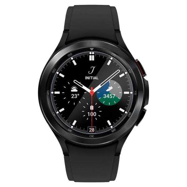 Spigen EZ FIT Glas.tR Displayschutzfolie mit Applikator für die Samsung Galaxy Watch 4 Classic - 42 mm - Transparent