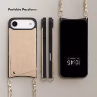 Selencia Nova Croco HandyHülle mit Kordel und Kartenhalter Apple iPhone Air - Beige