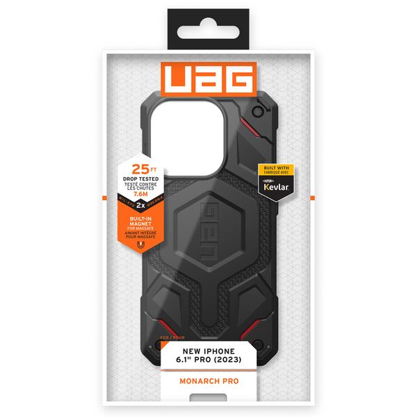 UAG Monarch Pro Backcover für das iPhone 15 Pro - Kevlar Black