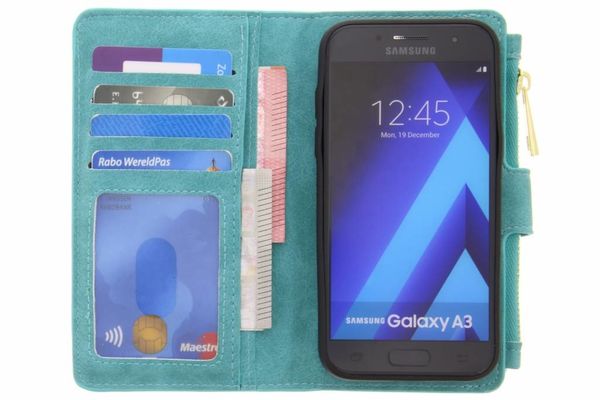 Türkise luxuriöse Portemonnaie-Klapphülle Samsung Galaxy A3 (2017