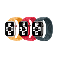 Apple 3 Pack Geflochtenes Solo Loop für Apple Watch | 44/45/46/49 mm - Größe 4 - Maize/ (PRODUCT)RED/ Lake Green