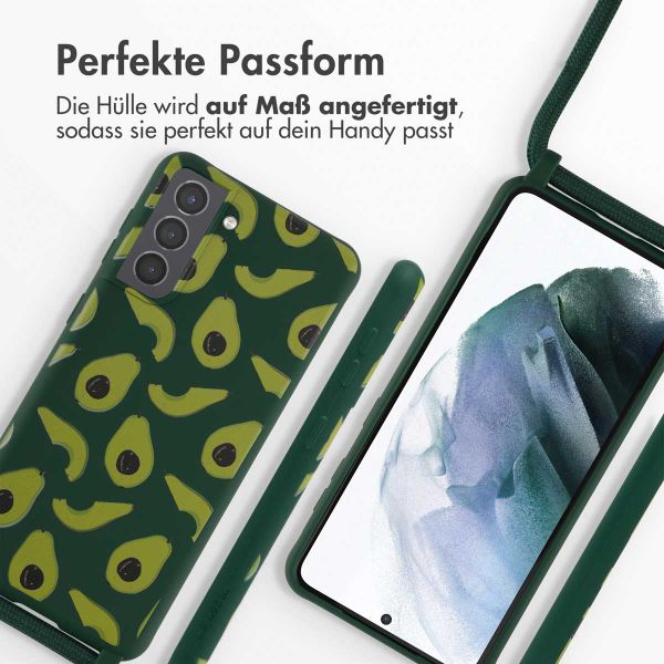 imoshion Silikonhülle design mit Band für das Samsung Galaxy S21 - Avocado Green