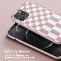 Selencia SilikonHülle design mit abnehmbarem Band Apple iPhone 12 Pro Max - Irregular Check Sand Pink