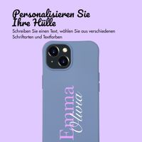 Personalisierte Color Backcover MagSafe mit abtrennbarem Band und Namen für iPhone 15 - Ash Blue