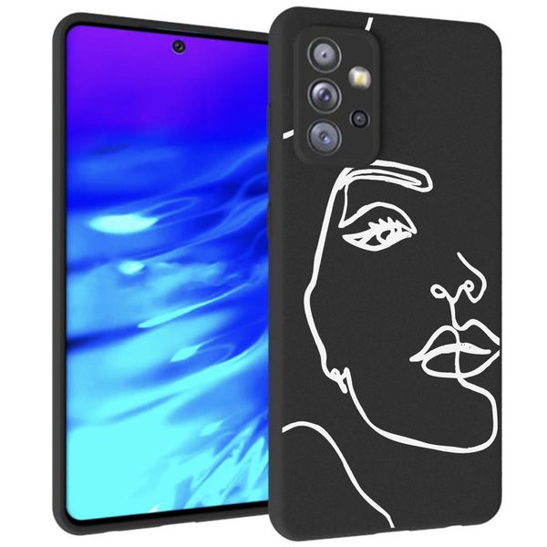 imoshion Design Hülle Galaxy A72 - Abstraktes Gesicht - Weiß