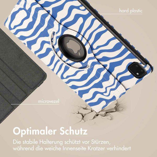 imoshion 360° drehbare Design Klapphülle Apple iPad Pro 11 (2022 / 2021 / 2020 / 2018) - White Blue Stripes