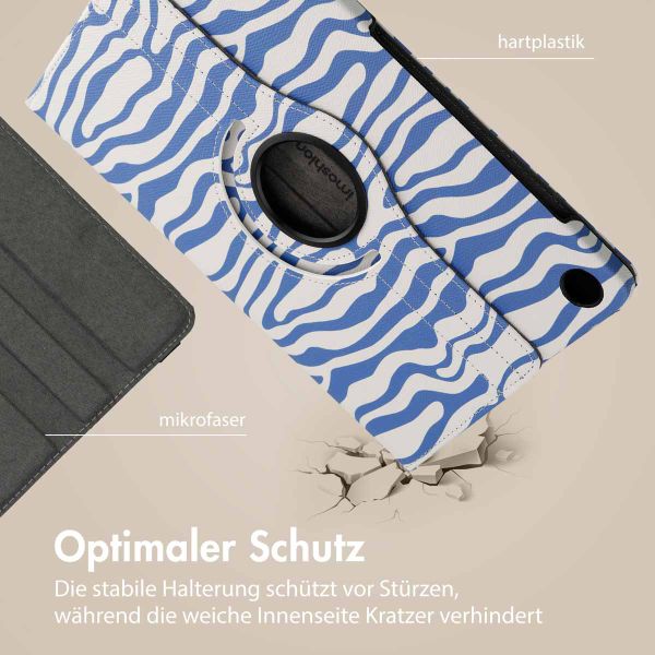 imoshion 360° drehbare Design Klapphülle für das Samsung Galaxy Tab A9 Plus - White Blue Stripes