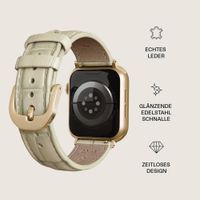Burga Armband aus echtem Leder für Apple Watch Series 1 - 9 / SE (38/40/41 mm) | Series 10 / 11 (42 mm) - Buttermelt / Gold