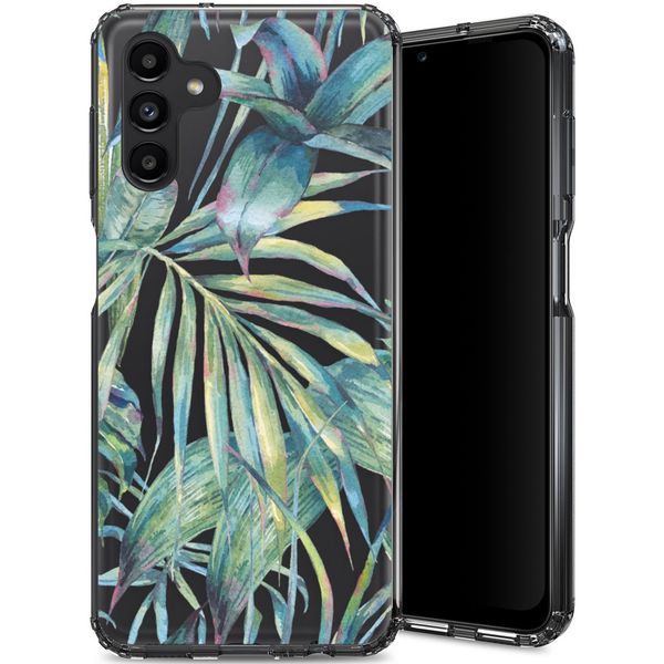 Selencia Zarya Fashion-Backcover mit zuverlässigem Schutz für das Samsung Galaxy A13 (4G) - Green Jungle Leaves