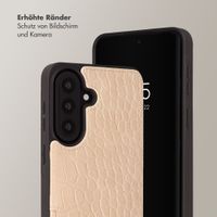 Selencia Nova Croco HandyHülle mit Kordel und Kartenhalter Samsung Galaxy A57 (5G) - Beige