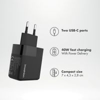 imoshion Wandladegerät - Ladegerät - 2x USB-C - Power Delivery - 40W - Schwarz
