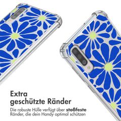 imoshion Design Hülle mit Band Samsung Galaxy A70 - Cobalt Blue Flowers Connect