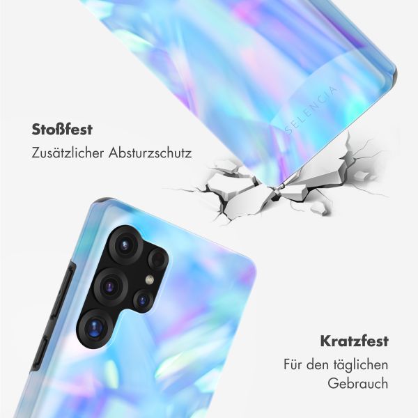 Selencia Vivid Tough Back Cover für das Samsung Galaxy S25 Ultra - Holographic Blue Dream