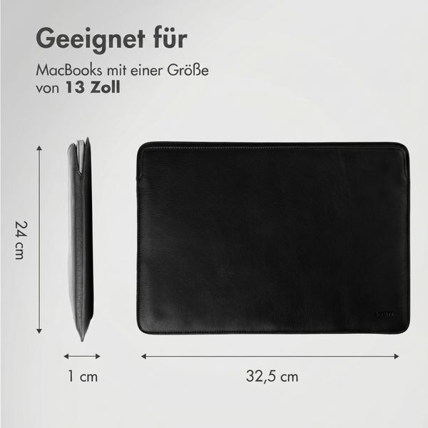 Accezz Leather Laptop Hülle Apple MacBook 13 Zoll - Laptop Sleeve - Schwarz