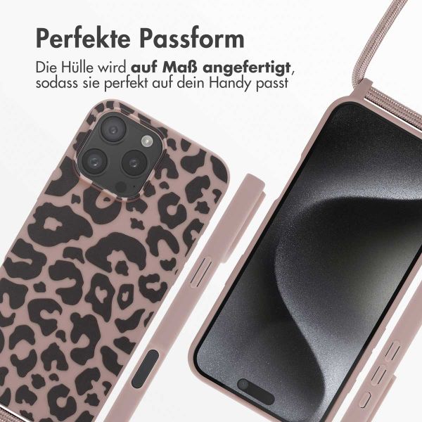 imoshion Silikonhülle design mit Band für das iPhone 16 Pro Max - Animal Pink