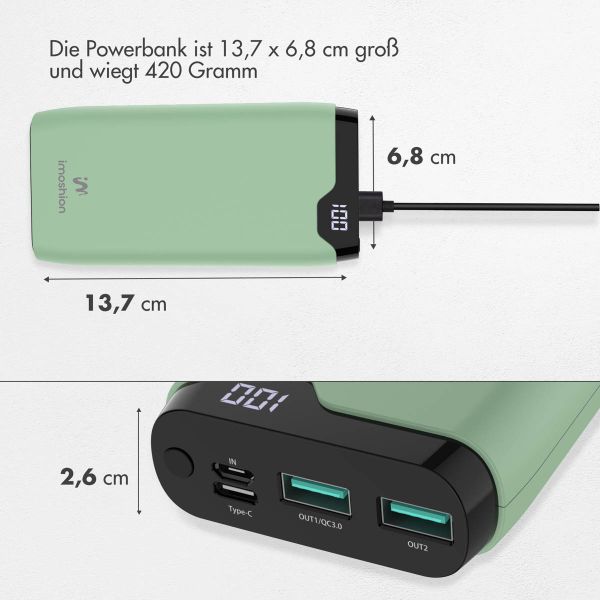 imoshion Powerbank - 20.000 mAh - Schnelles Aufladen und Power Delivery - Grün