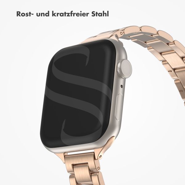 Selencia Slim Stahlgliederarmband für die Apple Watch Series 1 bis 9 / SE (38/40/41 mm) | Series 10 (42 mm) - Roségold