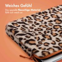 imoshion Fluffy Laptop Hülle 13-14 Zoll - Laptop Sleeve - Leopard Orange