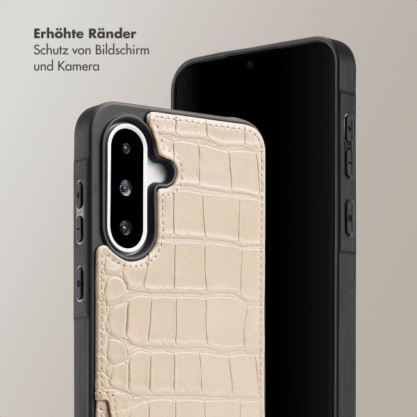 Selencia Nova Croco Back Cover mit Band und Kartenfach für das Samsung Galaxy A36 / A56 - Beige