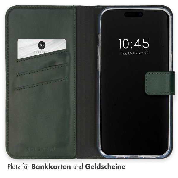 Selencia Echtleder Klapphülle Apple iPhone 15 Pro Max - Grün