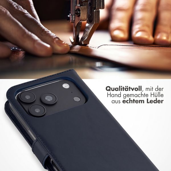 Selencia Echtleder Klapphülle Apple iPhone 18 Pro / 17 Pro - Blau