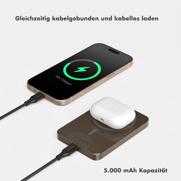 Selencia Vivid Powerbank 5.000 mAh - MagSafe und Qi - Desert Gold / Wavy Baby Sorbet