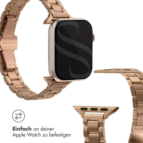 Selencia Slim Stahlgliederarmband für das  Apple Watch Series 1 t/m 9 / SE (38/40/41 mm) | Series 10 / 11 (42 mm) - Rosé gold