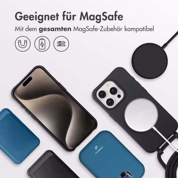 imoshion Color Backcover mit abnehmbarem Handykette und MagSafe Apple iPhone 15 Pro Max - Schwarz