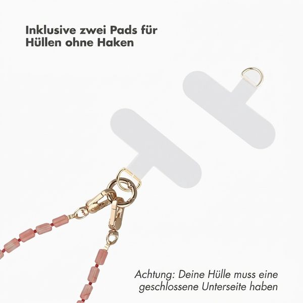 Selencia Rivièra MagSafe Backcover mit abnehmbaren Haken für das Apple iPhone 17 Pro - Bold Burgundy + Sorbet Pop Handykette - Pink