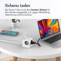 Accezz PowerCube Strip | 6-in-1 - 1x USB-C + 2x USB-A + 3x Steckdose - 4000 Watt - Weiß