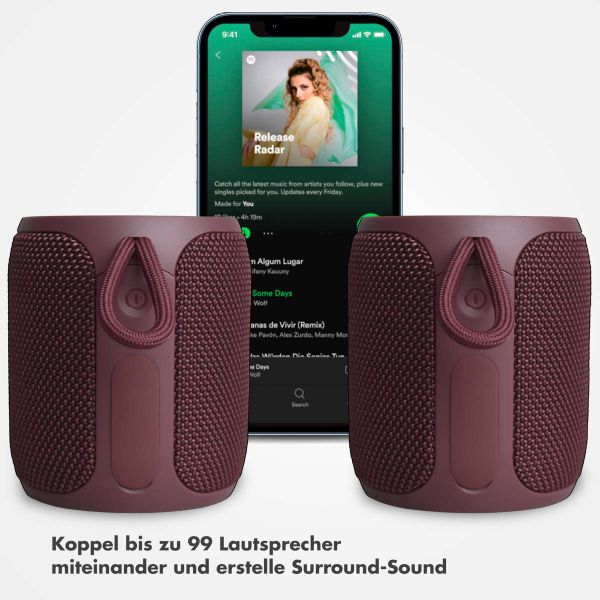 Selencia AquaPlay Bluetooth-Lautsprecher - Drahtloser Lautsprecher - Wasserdicht - Bordeaux