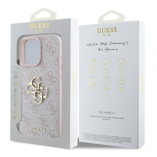 Guess 4G Metal Logo Back Cover für das iPhone 16 Pro - Rosa