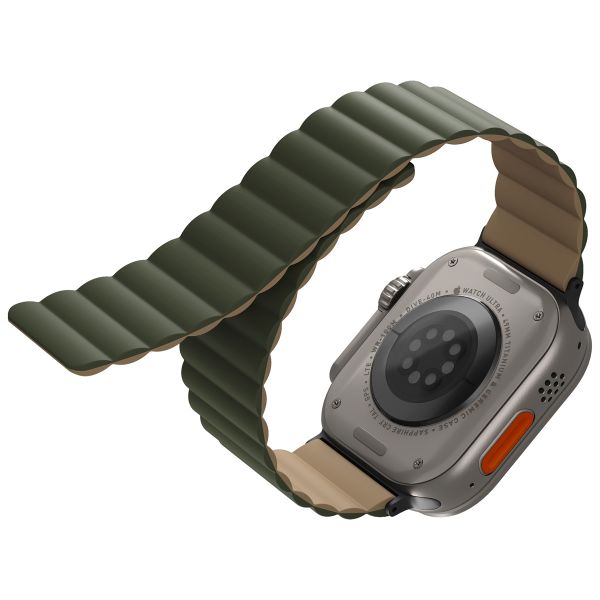 Uniq Revix doppelseitiges Armband für das  Apple Watch Series 1 t/m 11 / SE / Ultra (44/45/46/49 mm) - Moss Green / Tan