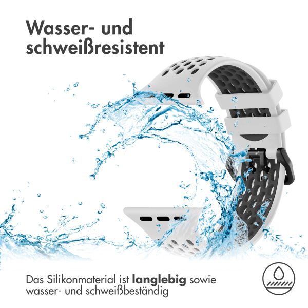 imoshion Silikonsportarmband Buckle für das Apple Watch Series 1 bis 9 / SE (38/40/41 mm) | Series 10 / 11 (42 mm) - Weiß / Schwarz